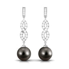 16.50 CT Tahitian Pearl Infinity Dangle Earrings with Diamond Tahitian pearl - ( AAA ) - Quality - Rosec Jewels