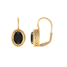 2.25 CT Oval Black Onyx Solitaire Drop Earrings in Gold Black Onyx - ( AAA ) - Quality - Rosec Jewels