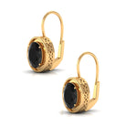 2.25 CT Oval Black Onyx Solitaire Drop Earrings in Gold Black Onyx - ( AAA ) - Quality - Rosec Jewels