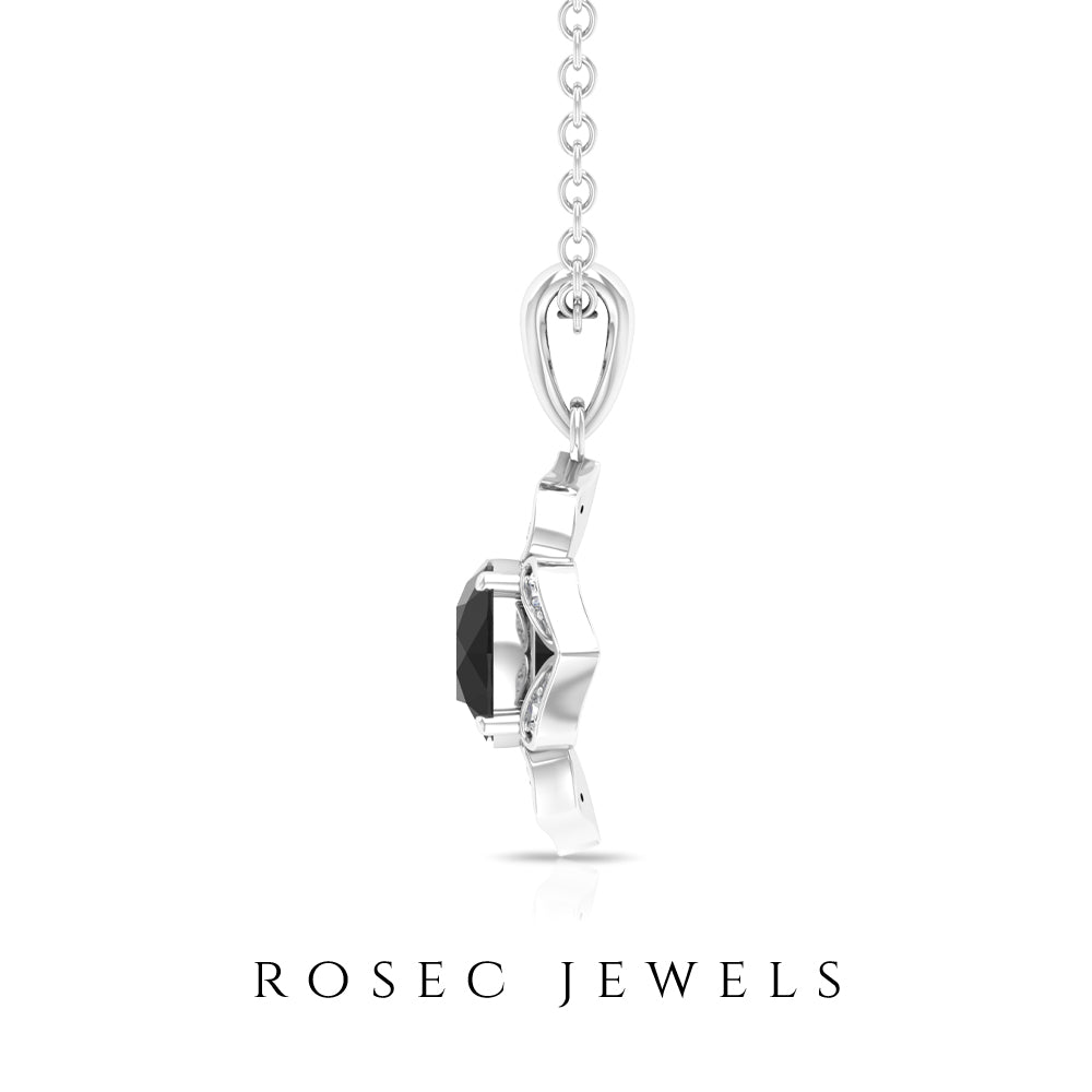 0.75 CT Art Deco Black and White Diamond Pendant Black Diamond - ( AAA ) - Quality - Rosec Jewels