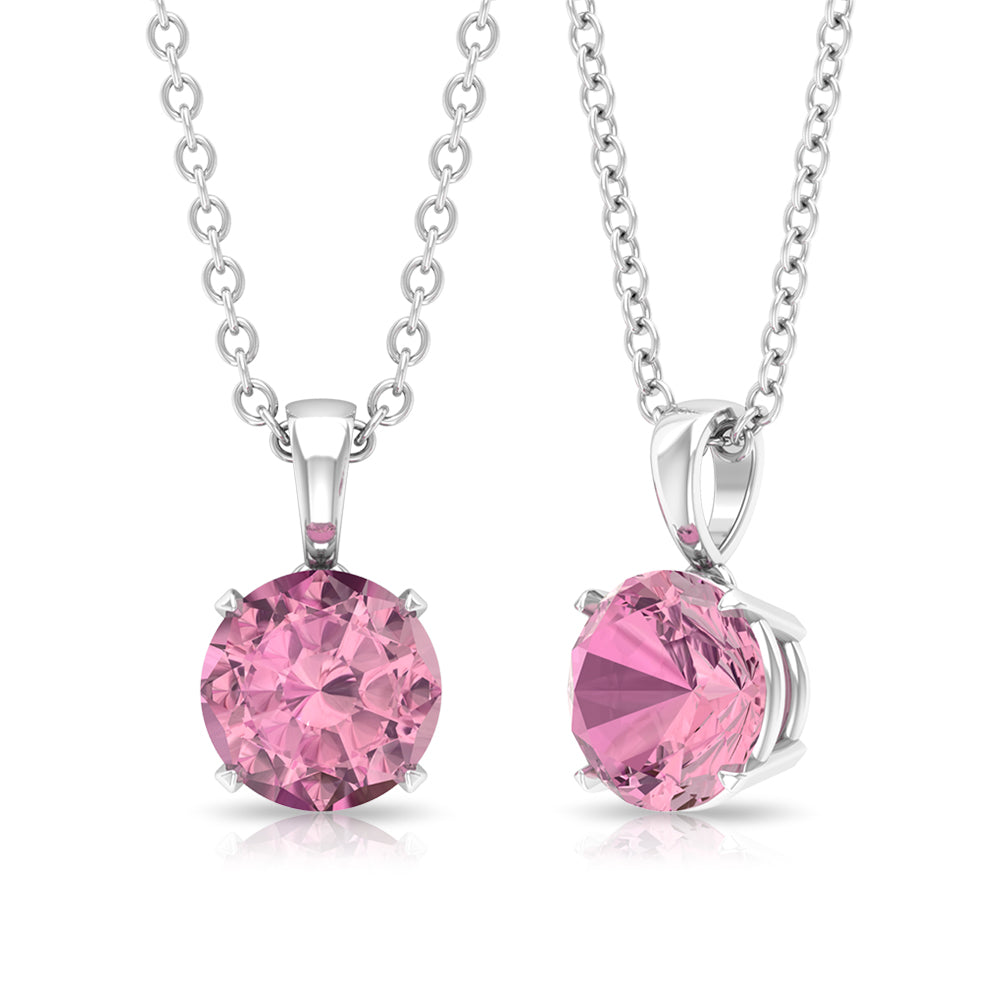 3/4 CT Pink Tourmaline Solitaire Pendant Necklace For Women Pink Tourmaline - ( AAA ) - Quality - Rosec Jewels