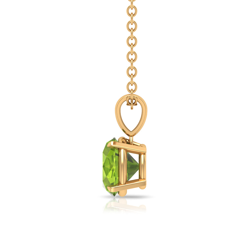 Solitaire Pendant Necklace with 6 MM Peridot For Women Peridot - ( AAA ) - Quality - Rosec Jewels