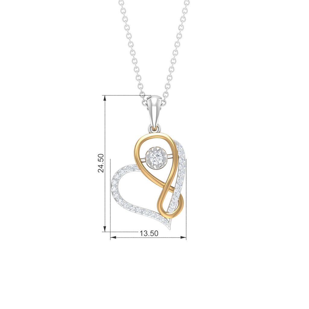 Moissanite Interlock Infinity Heart Pendant Necklace Moissanite - ( D-VS1 ) - Color and Clarity - Rosec Jewels