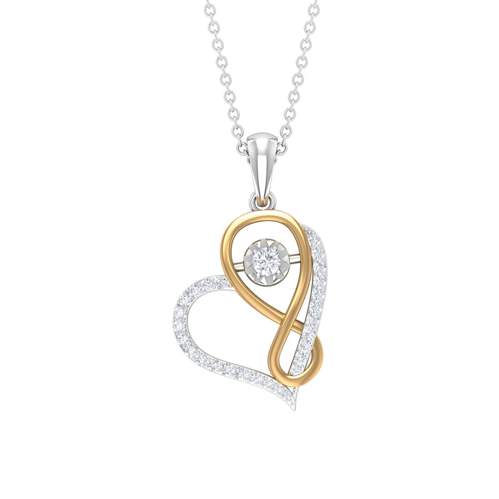 Moissanite Interlock Infinity Heart Pendant Necklace Moissanite - ( D-VS1 ) - Color and Clarity - Rosec Jewels