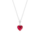 Heart Shape Lab Grown Ruby Solitaire Necklace Lab Created Ruby - ( AAAA ) - Quality - Rosec Jewels