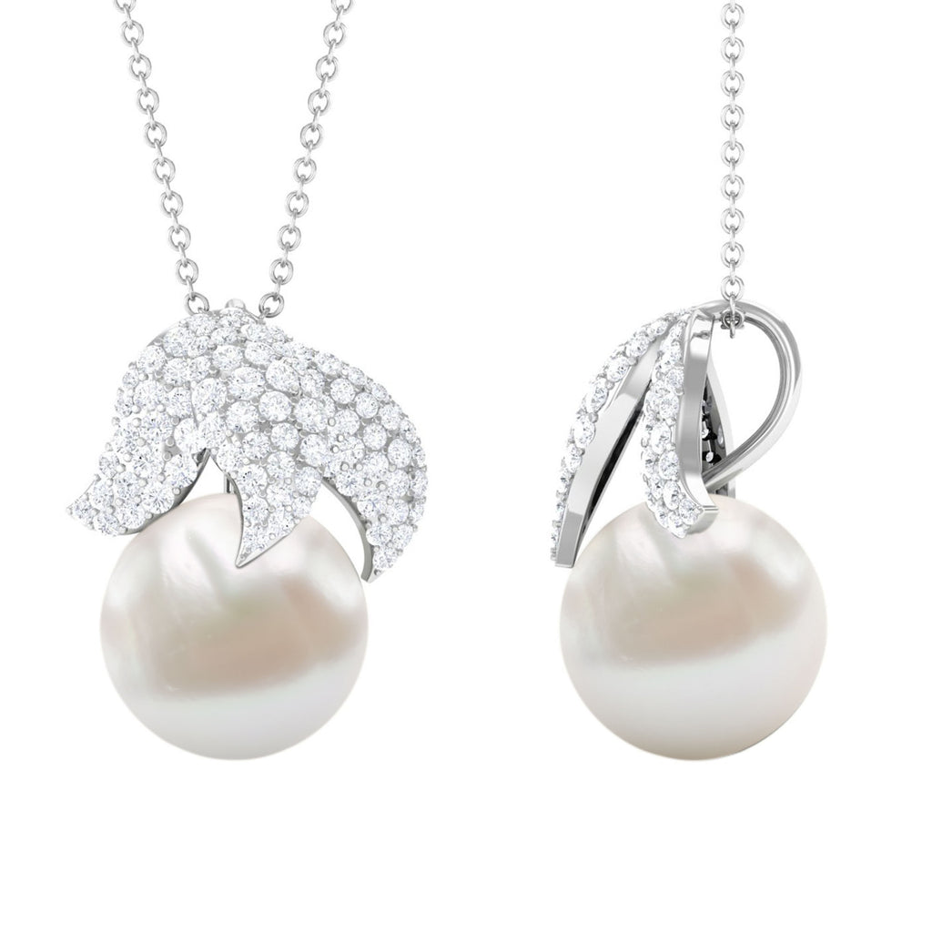 12.50 CT Freshwater Pearl Cocktail Pendant with Moissanite Freshwater Pearl - ( AAA ) - Quality - Rosec Jewels