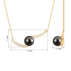 8.75 CT Tahitian Pearl Minimal Bar Necklace with Diamond Tahitian pearl - ( AAA ) - Quality - Rosec Jewels
