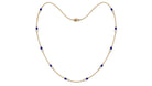 Pear Cut Created Blue Sapphire and Diamond Station Chain Necklace Lab Created Blue Sapphire - ( AAAA ) - Quality - Rosec Jewels