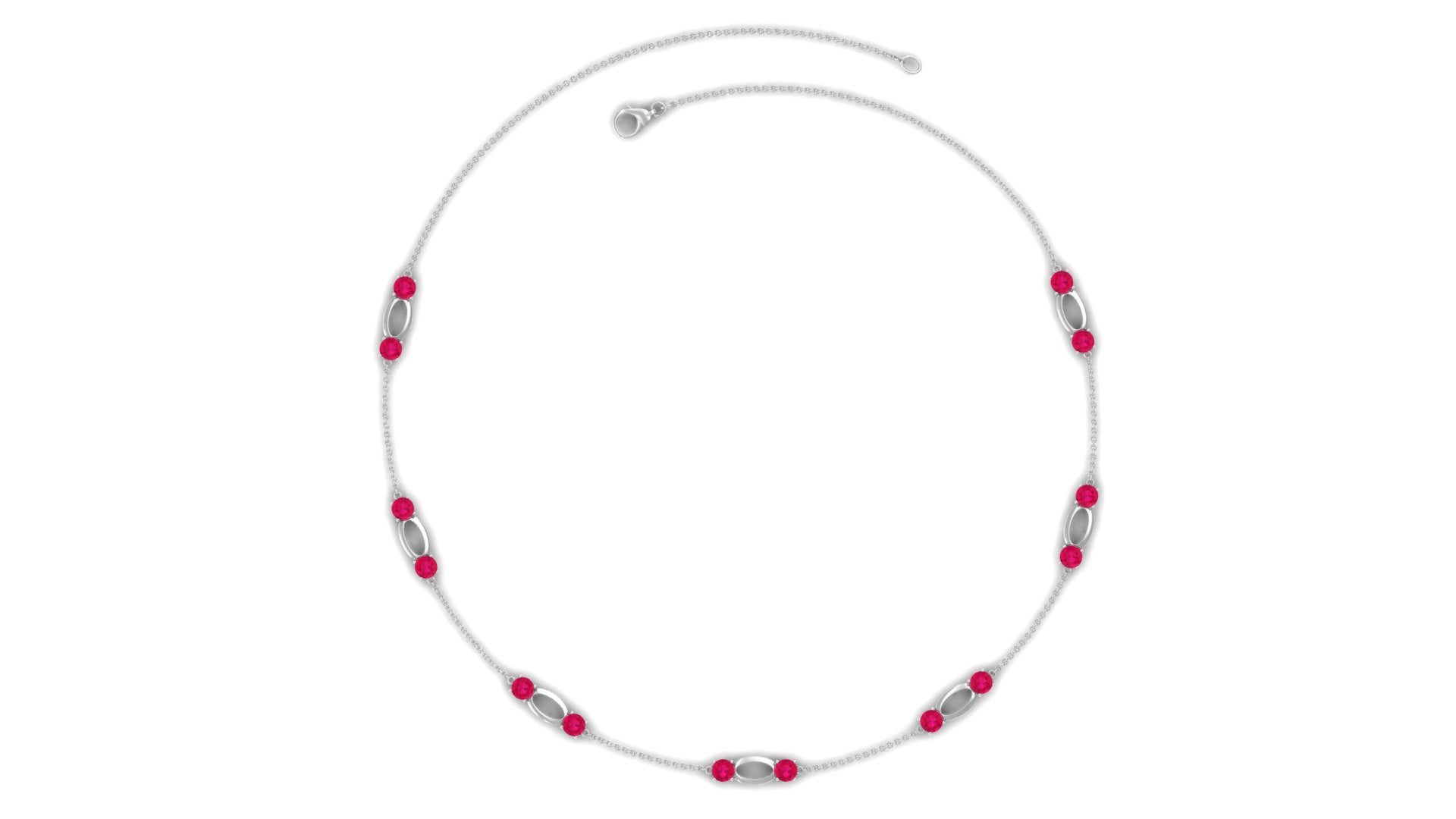 Rosec Jewels-Created Ruby Contemporary Station Chain Necklace in Gold