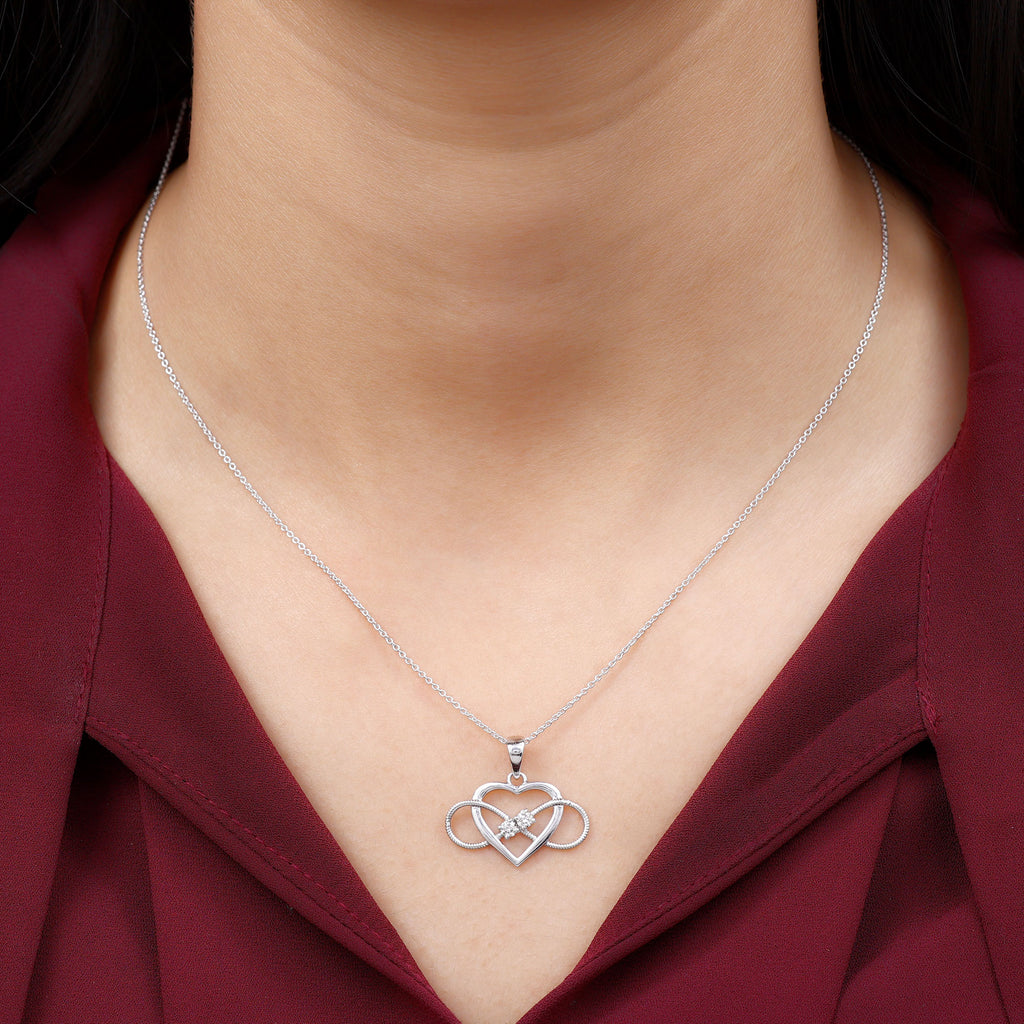 2.5 MM Diamond Infinity Heart Necklace For Her Diamond - ( HI-SI ) - Color and Clarity - Rosec Jewels