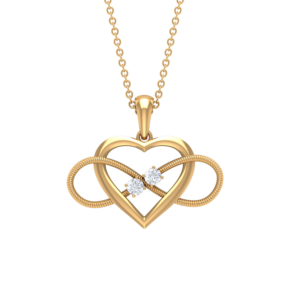 2.5 MM Diamond Infinity Heart Necklace For Her Diamond - ( HI-SI ) - Color and Clarity - Rosec Jewels