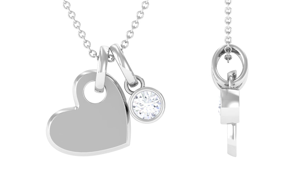 Heart Charm Pendant Necklace with Moissanite Moissanite - ( D-VS1 ) - Color and Clarity - Rosec Jewels