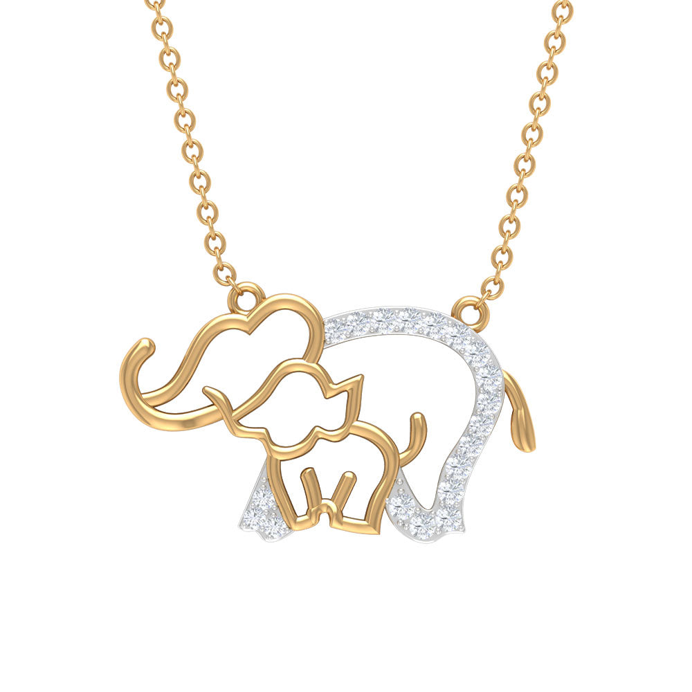 Dainty Moissanite Cute Elephant Necklace for Mothers Day Gift Moissanite - ( D-VS1 ) - Color and Clarity - Rosec Jewels