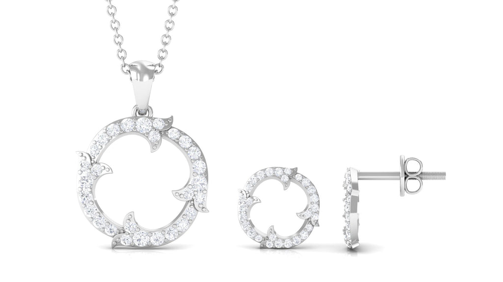 Animal Inspired Diamond Necklace and Earrings Set Diamond - ( HI-SI ) - Color and Clarity - Rosec Jewels