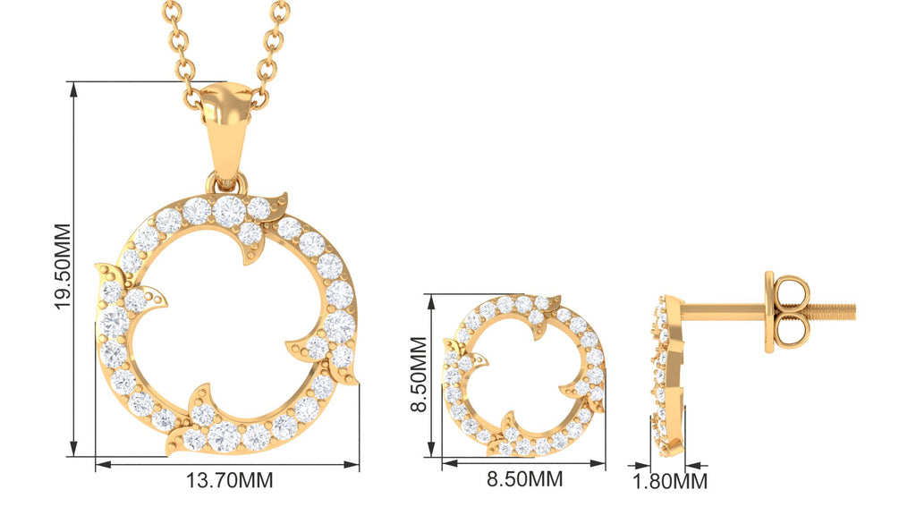 Animal Inspired Diamond Necklace and Earrings Set Diamond - ( HI-SI ) - Color and Clarity - Rosec Jewels