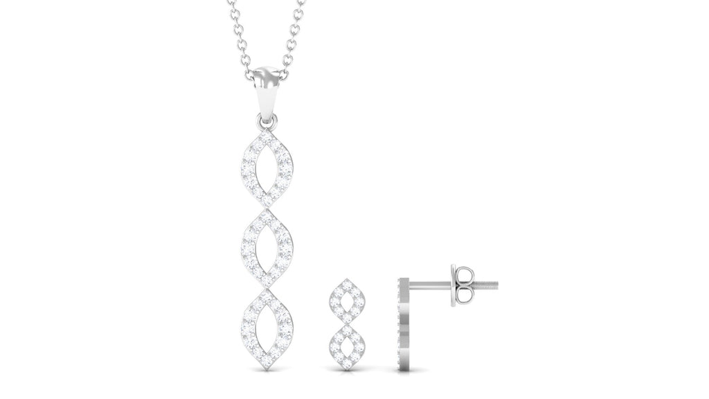 Natural Diamond Infinity Necklace and Earrings Set Diamond - ( HI-SI ) - Color and Clarity - Rosec Jewels