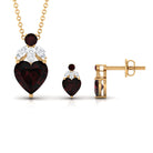 5.50 CT Designer Garnet Heart Pendant Earrings Set with Diamond Garnet - ( AAA ) - Quality - Rosec Jewels