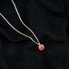 Lab Grown Orange Sapphire Pendant Necklace with Diamond Lab Created Orange Sapphire - ( AAAA ) - Quality - Rosec Jewels