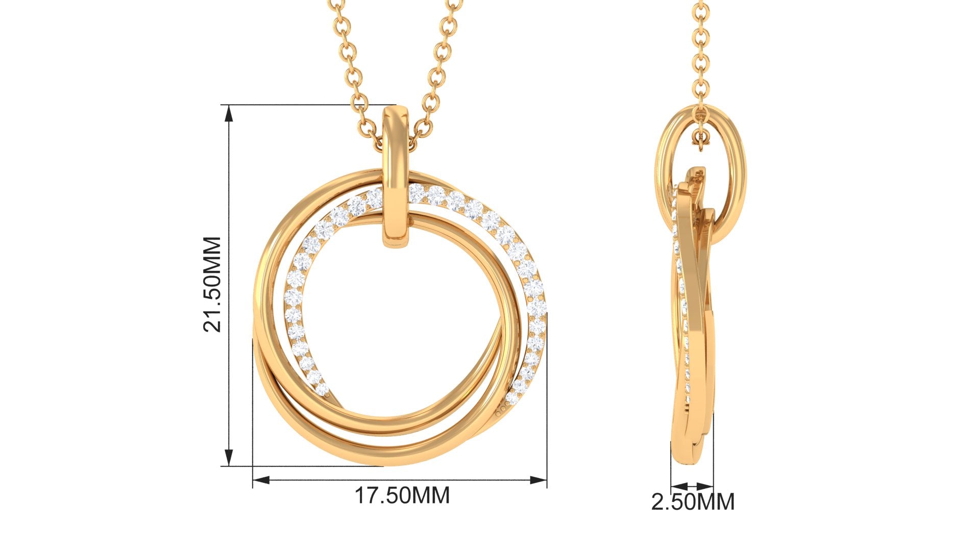1/4 CT Modern Eternity Pendant Necklace with Diamond Diamond - ( HI-SI ) - Color and Clarity - Rosec Jewels