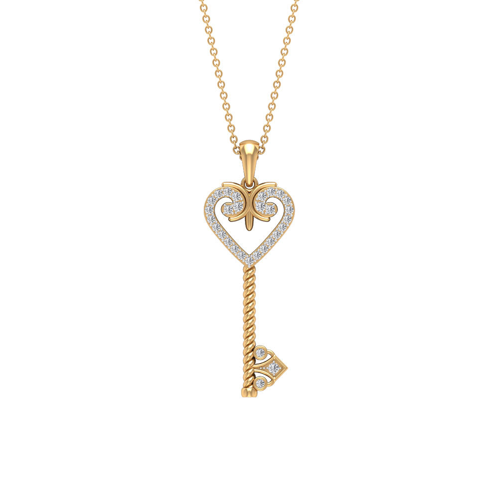 Rosec Jewels - Vintage Inspired Heart Key Pendant Necklace