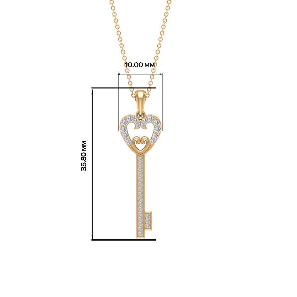Rosec Jewels - Cubic Zirconia Heart Key Pendant Necklace