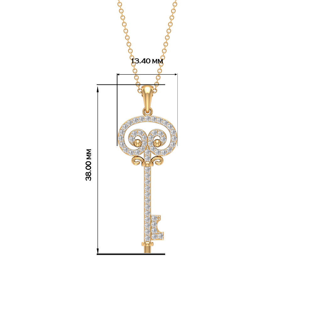 Rosec Jewels - Pave Set Zircon Vintage Style Key Pendant