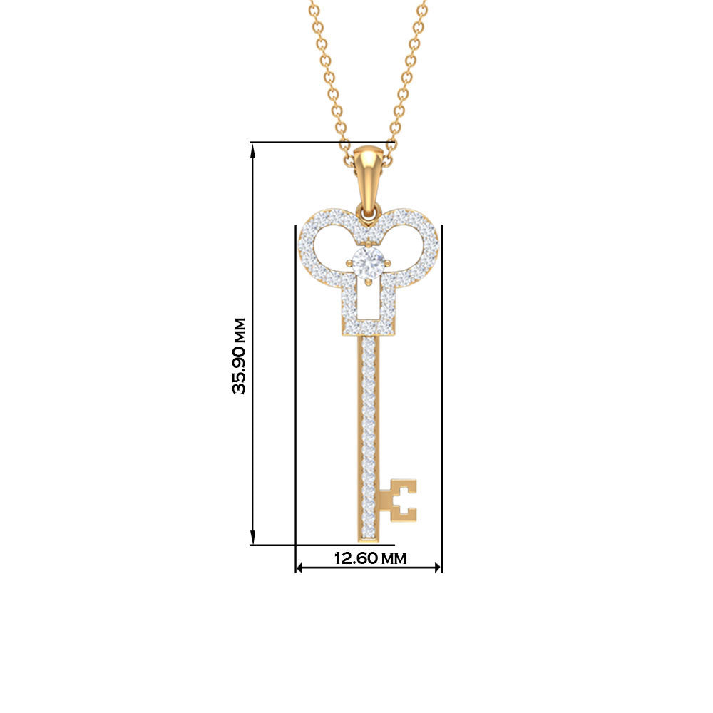 Rosec Jewels - Key Pendant Necklace with Cubic Zirconia