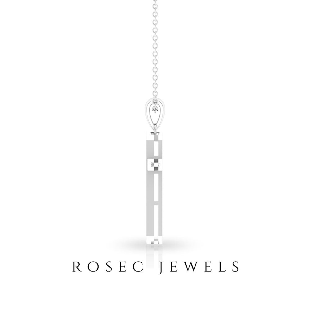 0.5 CT Certified Zircon Minimal Cross Pendant Necklace Zircon - ( AAAA ) - Quality - Rosec Jewels