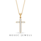 0.5 CT Certified Zircon Minimal Cross Pendant Necklace Zircon - ( AAAA ) - Quality - Rosec Jewels
