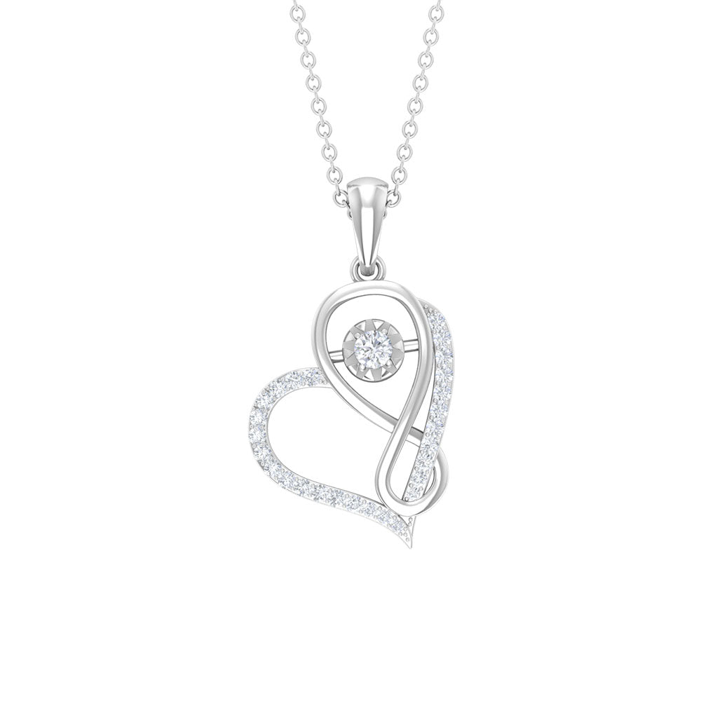 Cubic Zirconia Interlock Heart Infinity Pendant Zircon - ( AAAA ) - Quality - Rosec Jewels