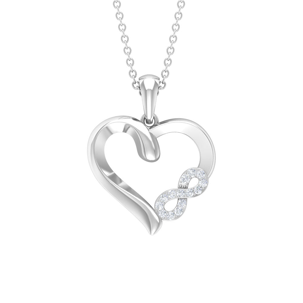 Cubic Zirconia Infinity Heart Pendant Necklace Zircon - ( AAAA ) - Quality - Rosec Jewels