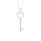 Heart Key Pendant Necklace with Cubic Zirconia Zircon - ( AAAA ) - Quality - Rosec Jewels