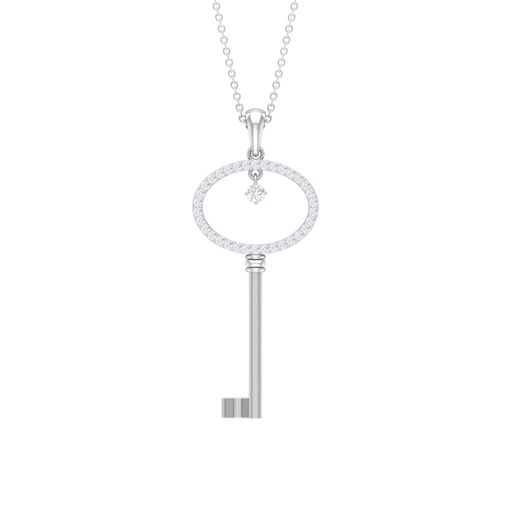 Rosec Jewels - Classic Key Pendant Necklace with Cubic Zirconia