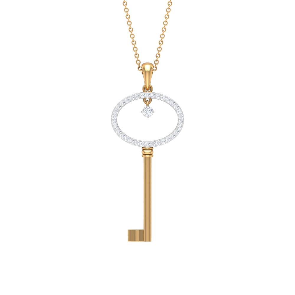 Rosec Jewels - Classic Key Pendant Necklace with Cubic Zirconia
