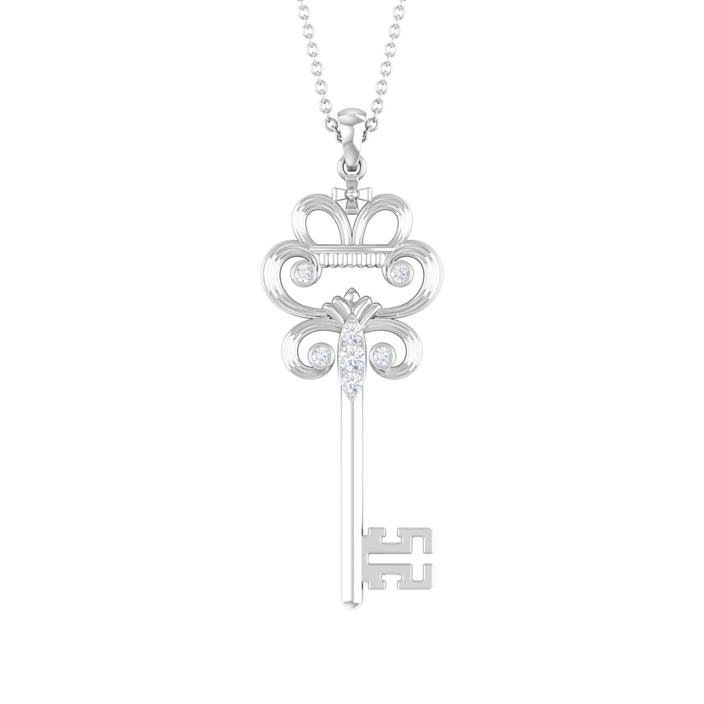 Rosec Jewels - Vintage Inspired Cubic Zirconia Key Pendant Necklace