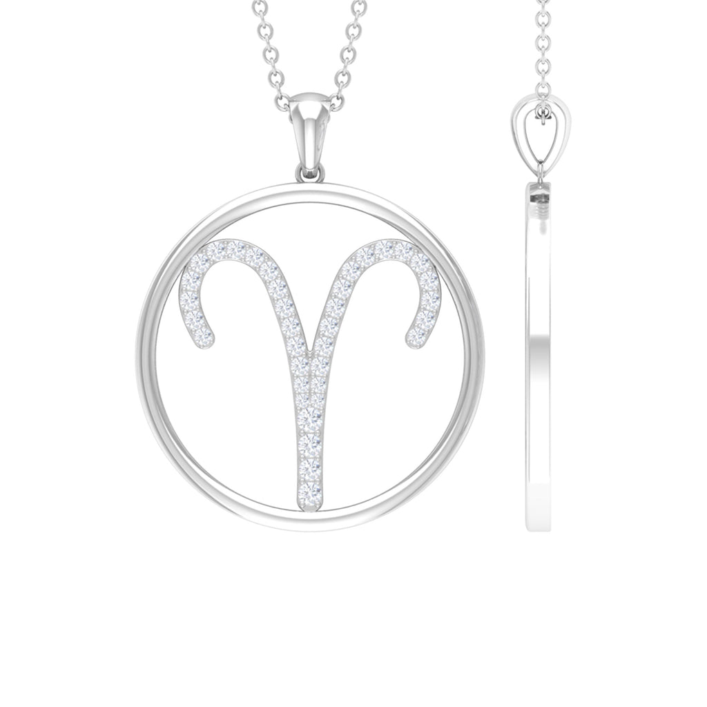 Certified Moissanite Aries Zodiac Sign Pendant Necklace Moissanite - ( D-VS1 ) - Color and Clarity - Rosec Jewels