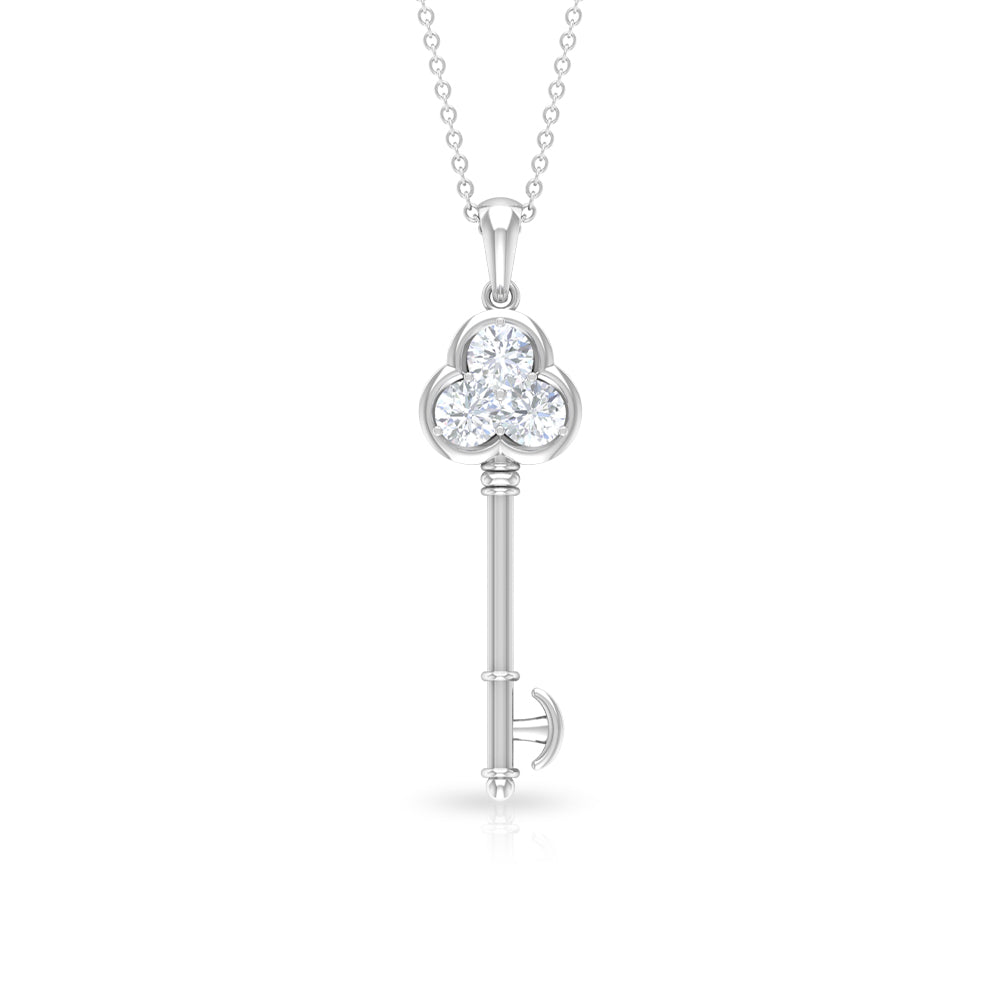Rosec Jewels - Elegant Cubic Zirconia Key Pendant Necklace
