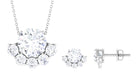7 CT Round Cut Zircon Necklace Earrings Set with Half Halo Zircon - ( AAAA ) - Quality - Rosec Jewels