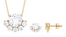 7 CT Round Cut Zircon Necklace Earrings Set with Half Halo Zircon - ( AAAA ) - Quality - Rosec Jewels