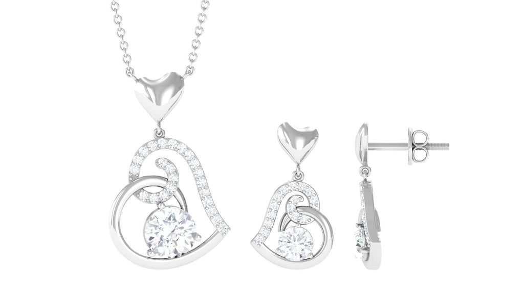 2 CT Cubic Zirconia Heart Drop Jewelry Set in Gold Zircon - ( AAAA ) - Quality - Rosec Jewels