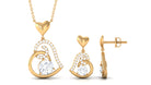2 CT Cubic Zirconia Heart Drop Jewelry Set in Gold Zircon - ( AAAA ) - Quality - Rosec Jewels