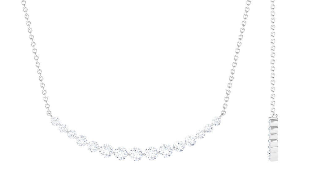 1 CT Elegant Zircon Curved Necklace in Gold Zircon - ( AAAA ) - Quality - Rosec Jewels