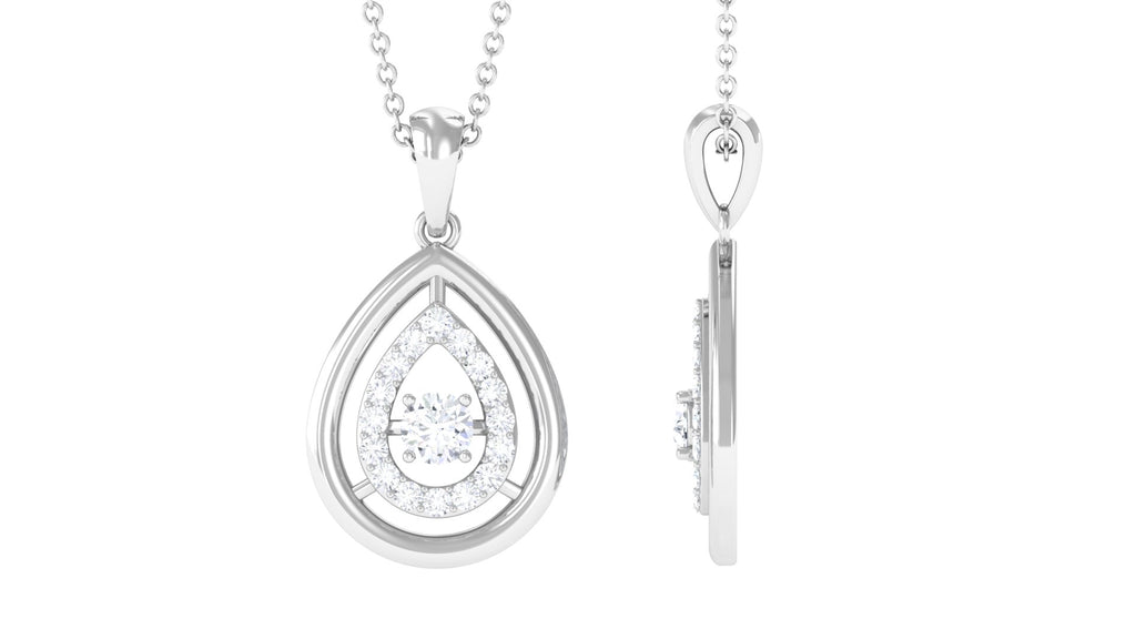 Certified Floating Moissanite Teardrop Pendant Moissanite - ( D-VS1 ) - Color and Clarity - Rosec Jewels