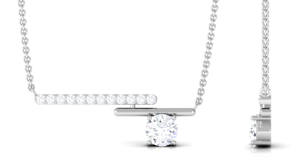 3/4 CT Certified Moissanite Contemporary Bar Necklace Moissanite - ( D-VS1 ) - Color and Clarity - Rosec Jewels