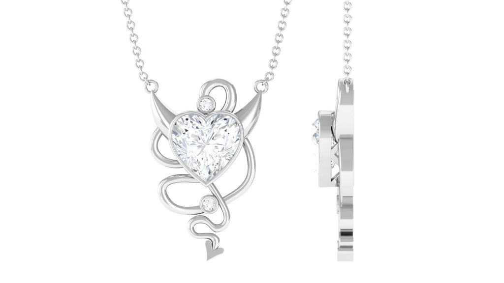 2.25 CT Moissanite Devil Heart Necklace in Bezel Setting Moissanite - ( D-VS1 ) - Color and Clarity - Rosec Jewels