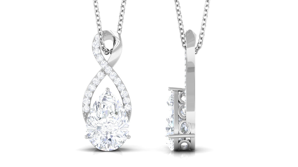 Pear and Round Cut Moissanite Teardrop Infinity Pendant Moissanite - ( D-VS1 ) - Color and Clarity - Rosec Jewels