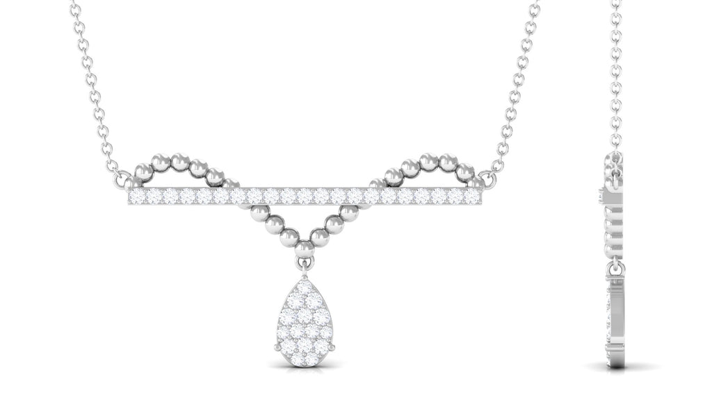 3/4 CT Designer Moissanite Bar Drop Necklace in Pave Setting Moissanite - ( D-VS1 ) - Color and Clarity - Rosec Jewels