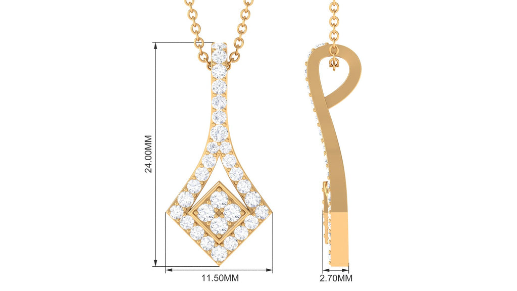 1 CT Designer Moissanite Dangle Pendant in Prong Setting Moissanite - ( D-VS1 ) - Color and Clarity - Rosec Jewels
