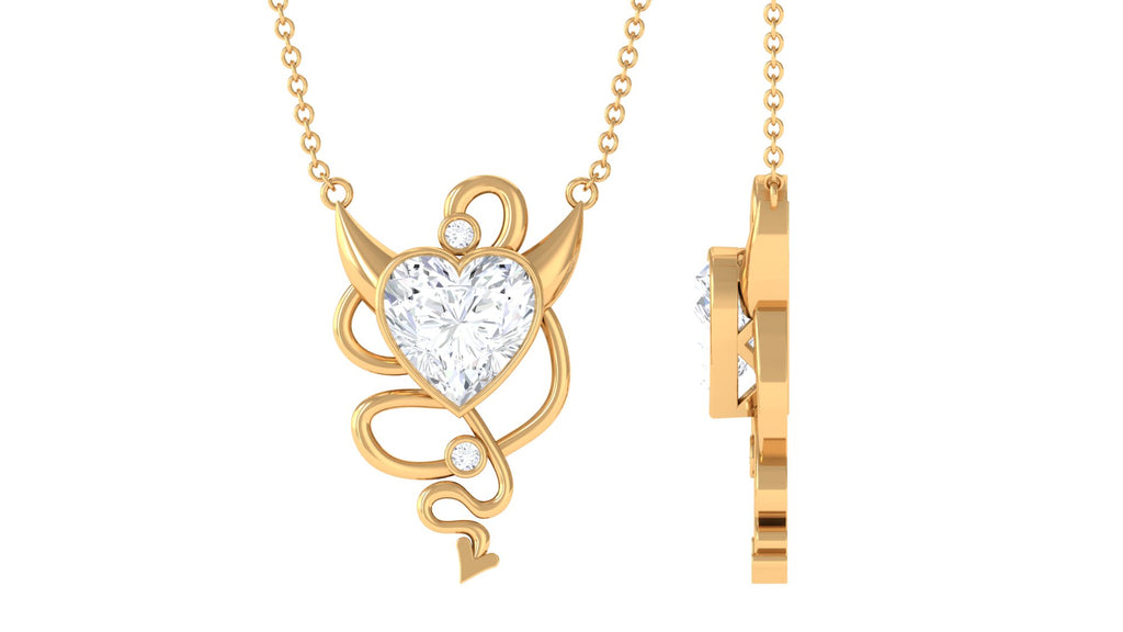 2 CT Heart Cubic Zirconia Contemporary Solitaire Necklace in Bezel Setting Zircon - ( AAAA ) - Quality - Rosec Jewels