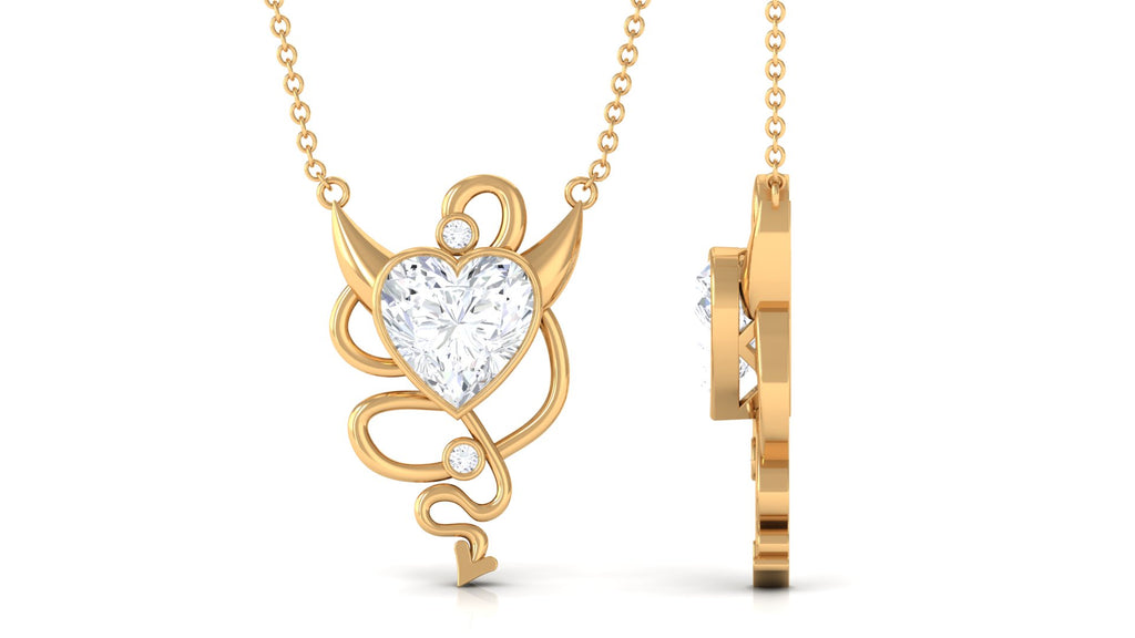 2 CT Heart Cubic Zirconia Contemporary Solitaire Necklace in Bezel Setting Zircon - ( AAAA ) - Quality - Rosec Jewels